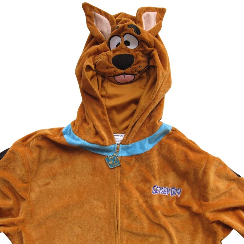 Scooby Doo Adult Costume Brown 1-Piece Suit w Hoodie Size S M HALLOWEEN Unisex